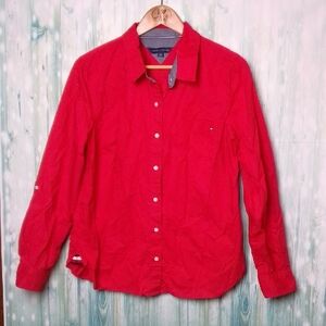 Tommy Hilfiger Red Button-Up Shirt Large